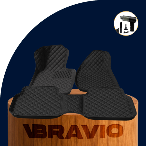 Juego de 5 Alfombras Automotrices Racer en Cuero Legítimo (¡Calidad y Confort!) +REGALO: Mini Aspiradora