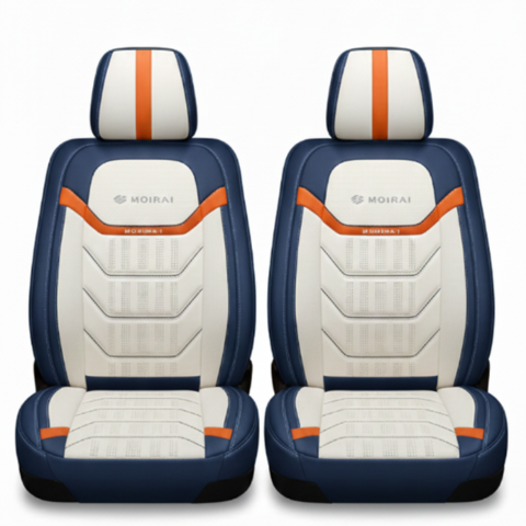 Funda de Asiento Universal Fusion en cuero legítimo con airbag, más regalos: alfombra de cuero y cubierta de volante.