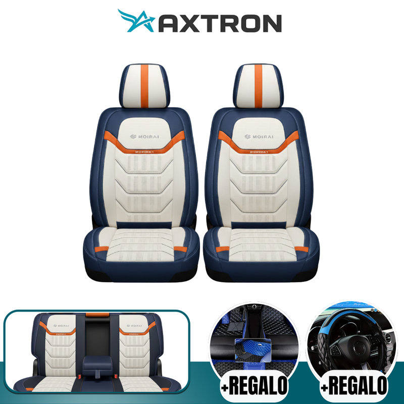 Funda de Asiento Universal Fusion en cuero legítimo con airbag, más regalos: alfombra de cuero y cubierta de volante.