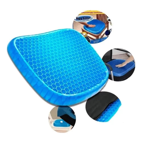Almohada Ortopédica de Gel con Funda de Silicona para Asiento – Auto y Escritorio